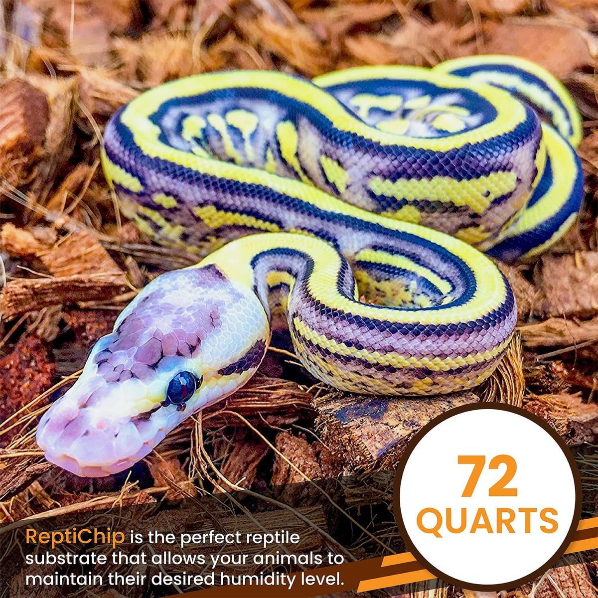 reptichip reptile substrate coconut chip bedding 72 quart showing dimensions