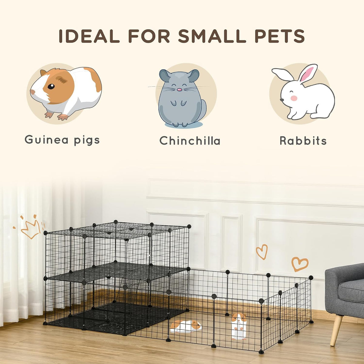 pawhut 47 panels pet playpen small animal playpen, close-up detail