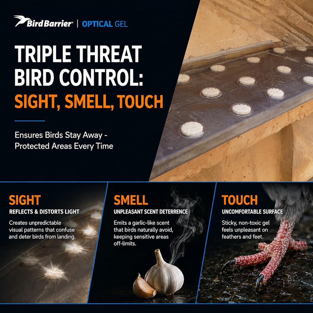 bird barrier optical gel 24 pack | natural, close-up detail