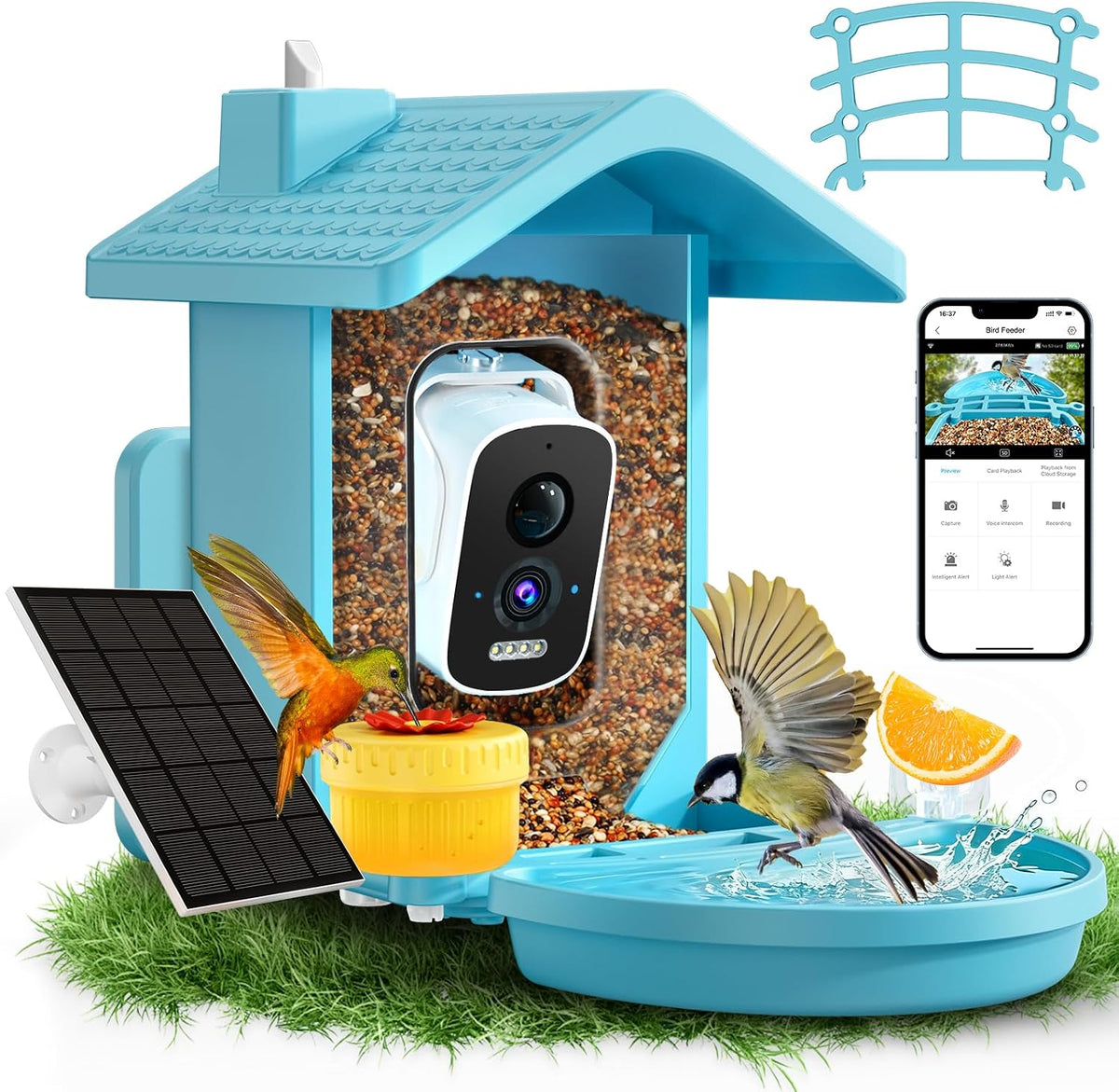 smart bird feeder with camera solar powered, ai, main product view