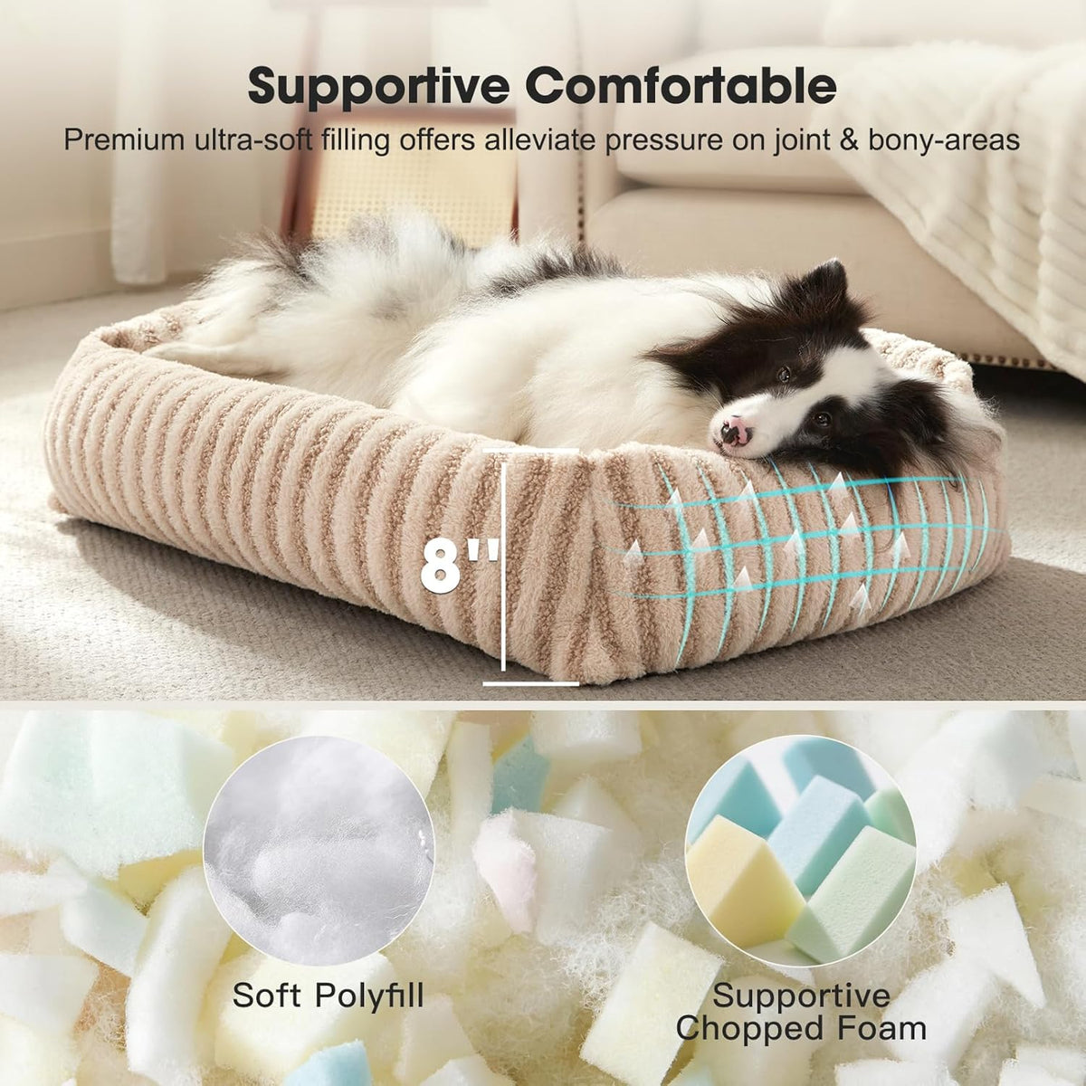 mixjoy dog bed medium size dog, washable medium shown in use