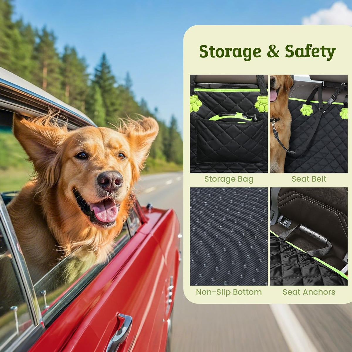 2-in-1 dog car seat cover for back seat on a desk or shelf