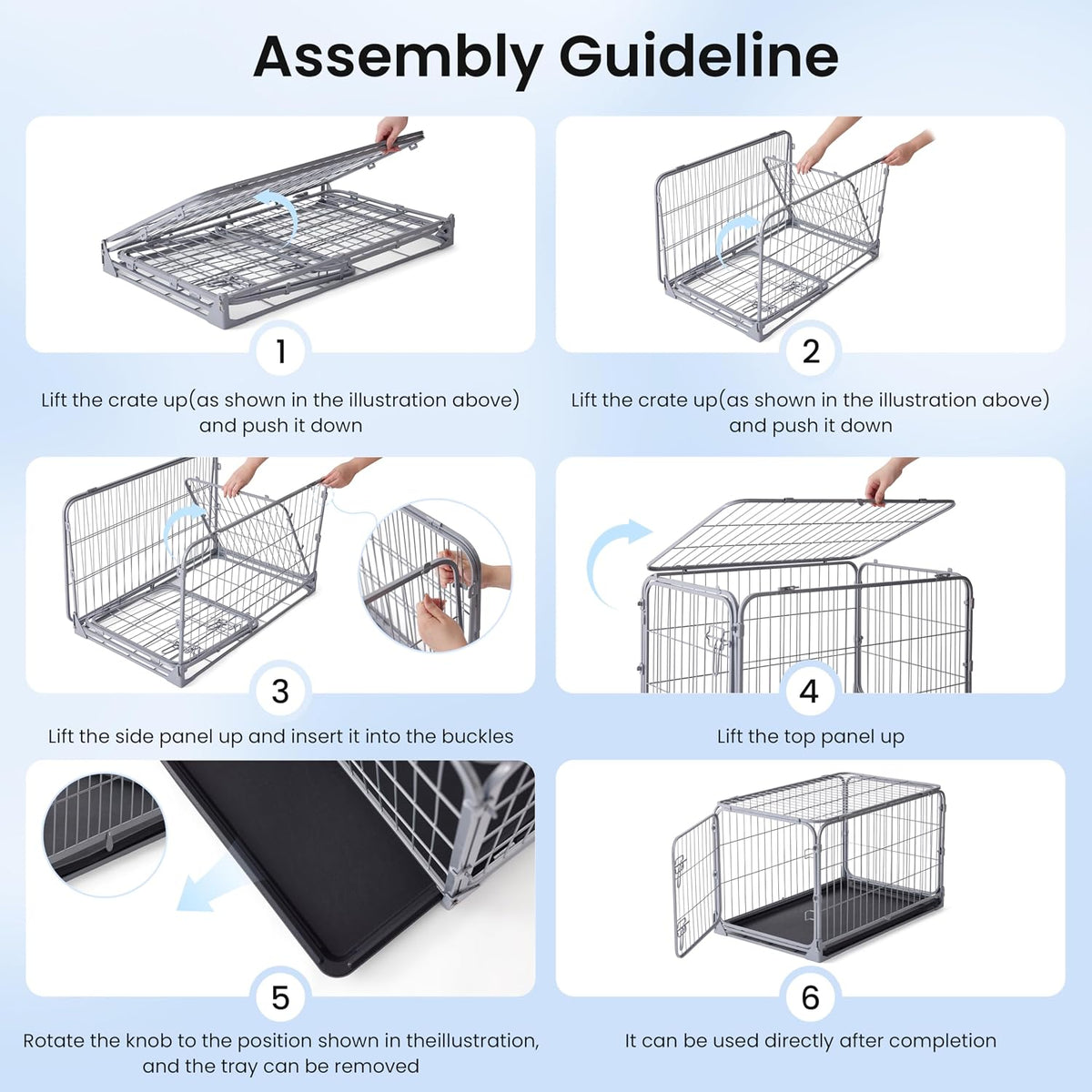zomisia collapsible dog crate for medium dogs on a desk or shelf