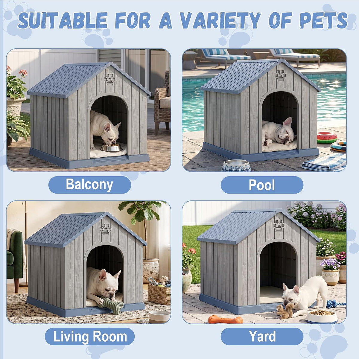 drato 26" small dog house outdoor weatherproof indoor, front angle view
