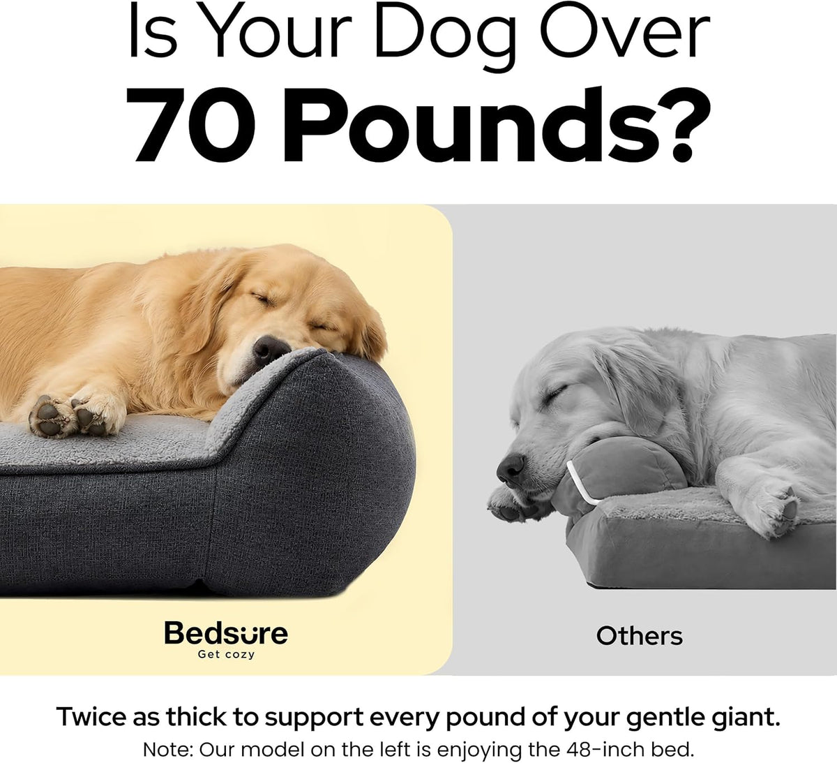 bedsure supportmax® extra thick orthopedic xl dog beds, close-up detail