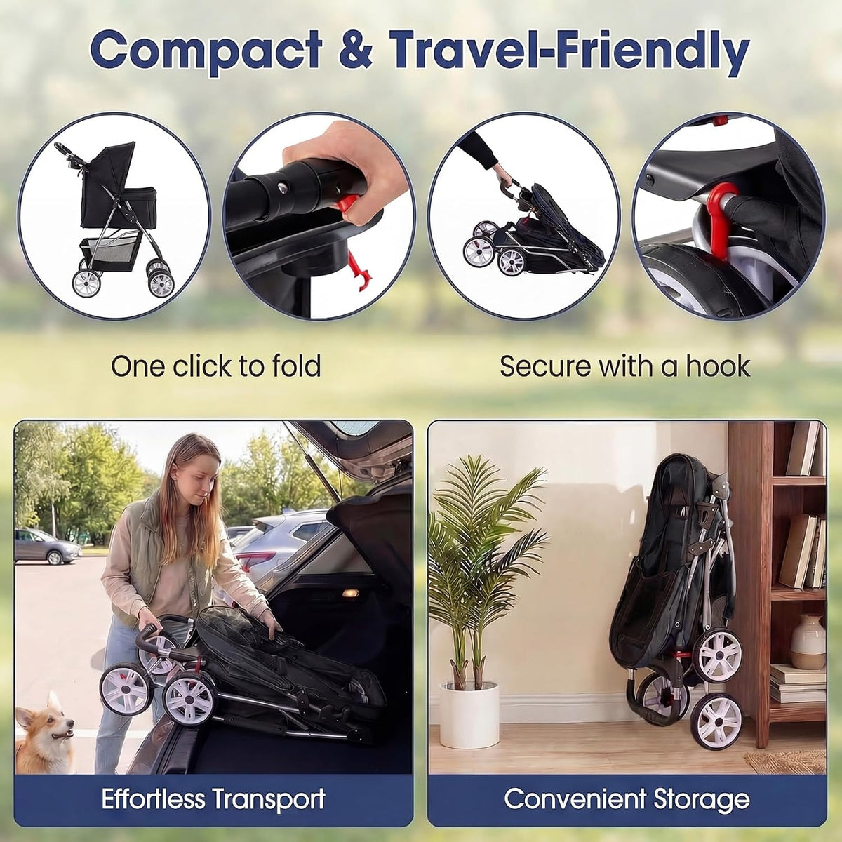 giantex foldable pet stroller for small dogs &, side view