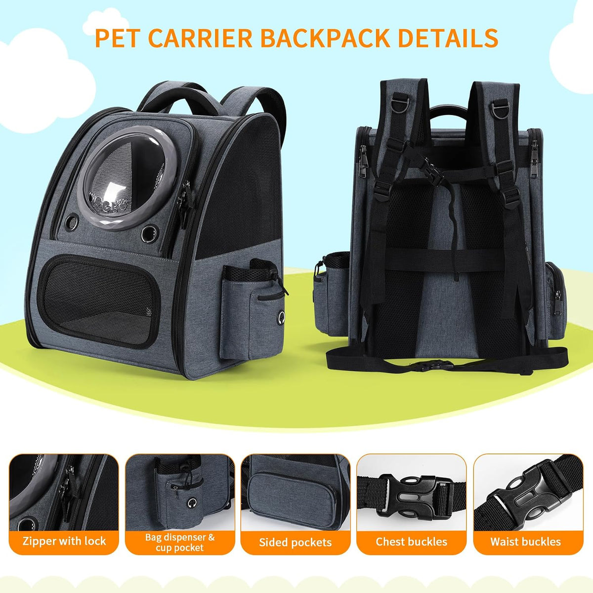 bubble cat backpack carrier, expandable cat carrier backpack,breathable on a desk or shelf