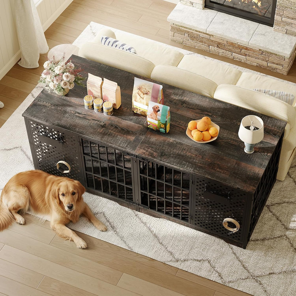 hoobro 71" dog crate furniture for 2 large, package contents