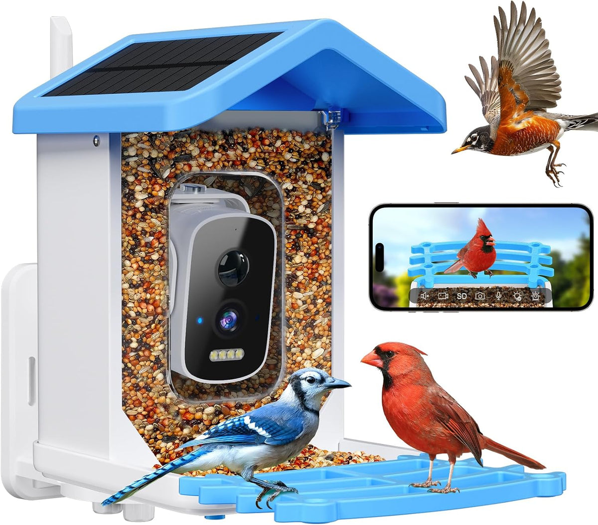 smart bird feeder with camera, ai bird species, main product view