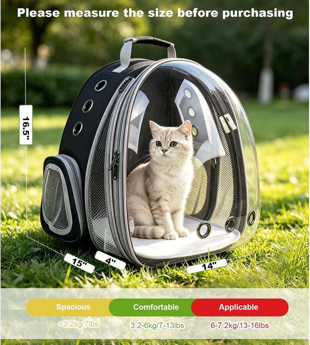 expandable pet backpack 14"×15"×16.5" cats dogs carrier bag, close-up detail