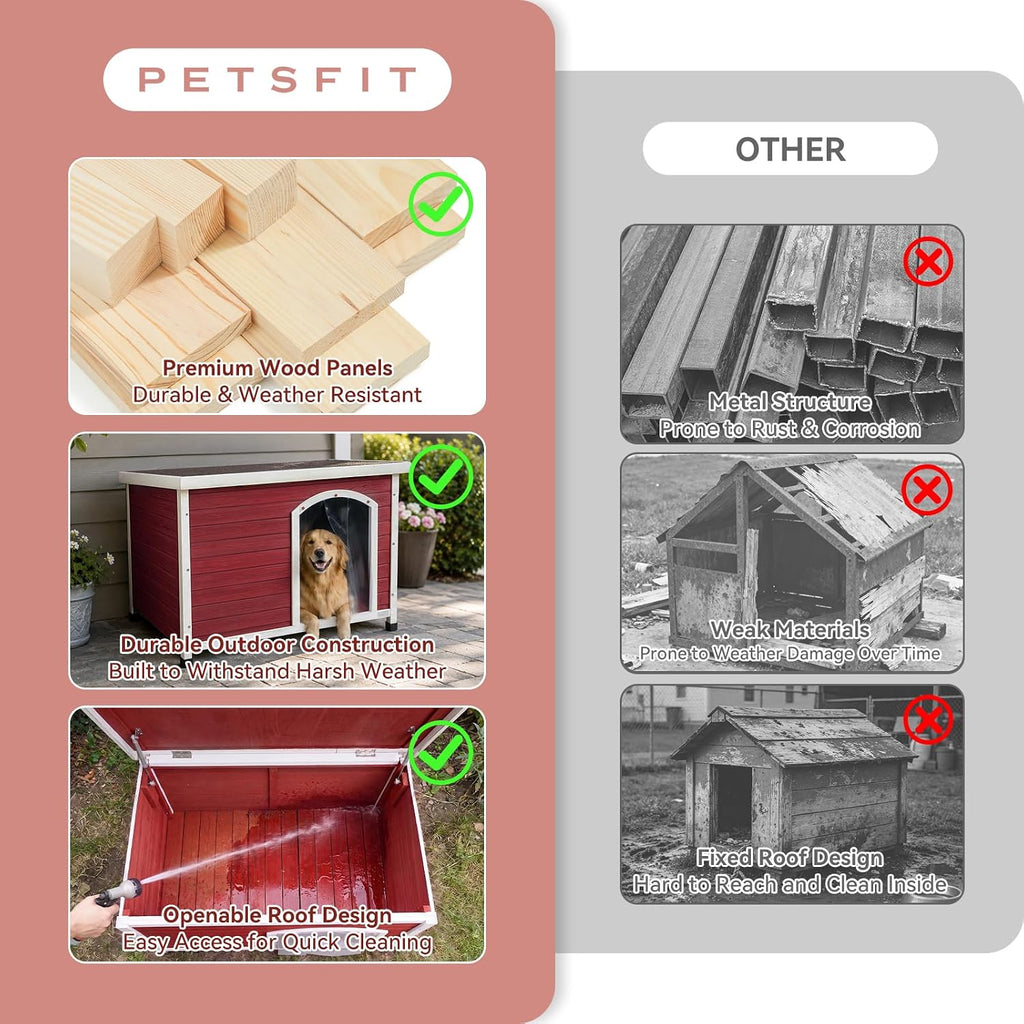 petsfit solid wood outdoor dog house for large on a desk or shelf