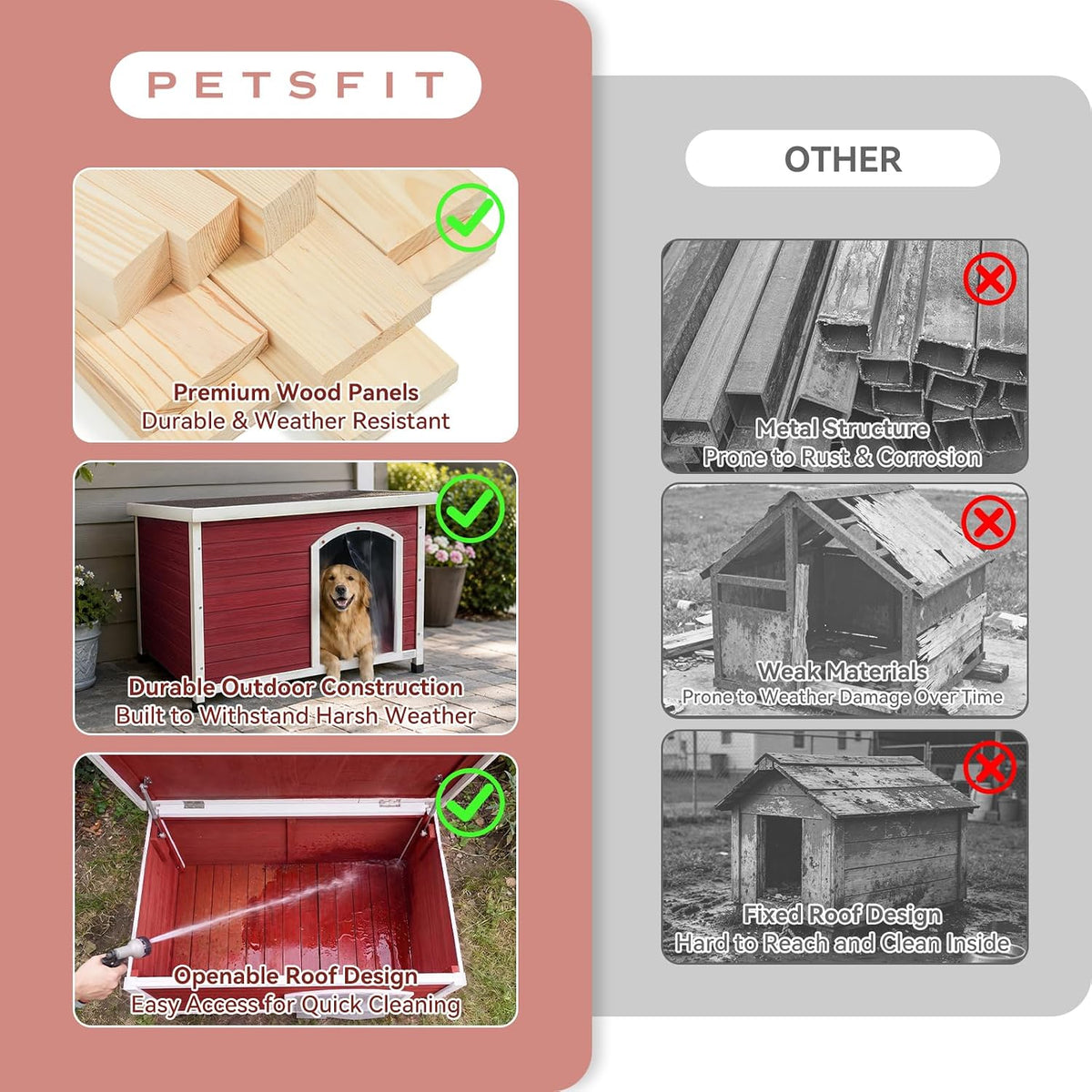 petsfit solid wood outdoor dog house for large on a desk or shelf