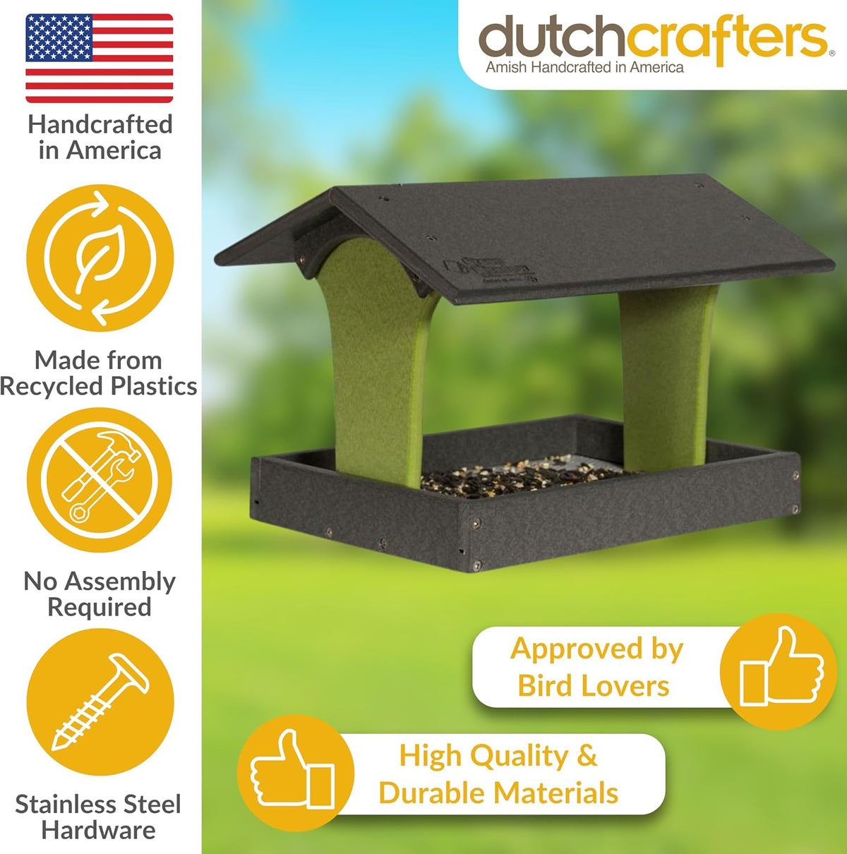 dutchcrafters fly by plastic poly post mount bird shown in use
