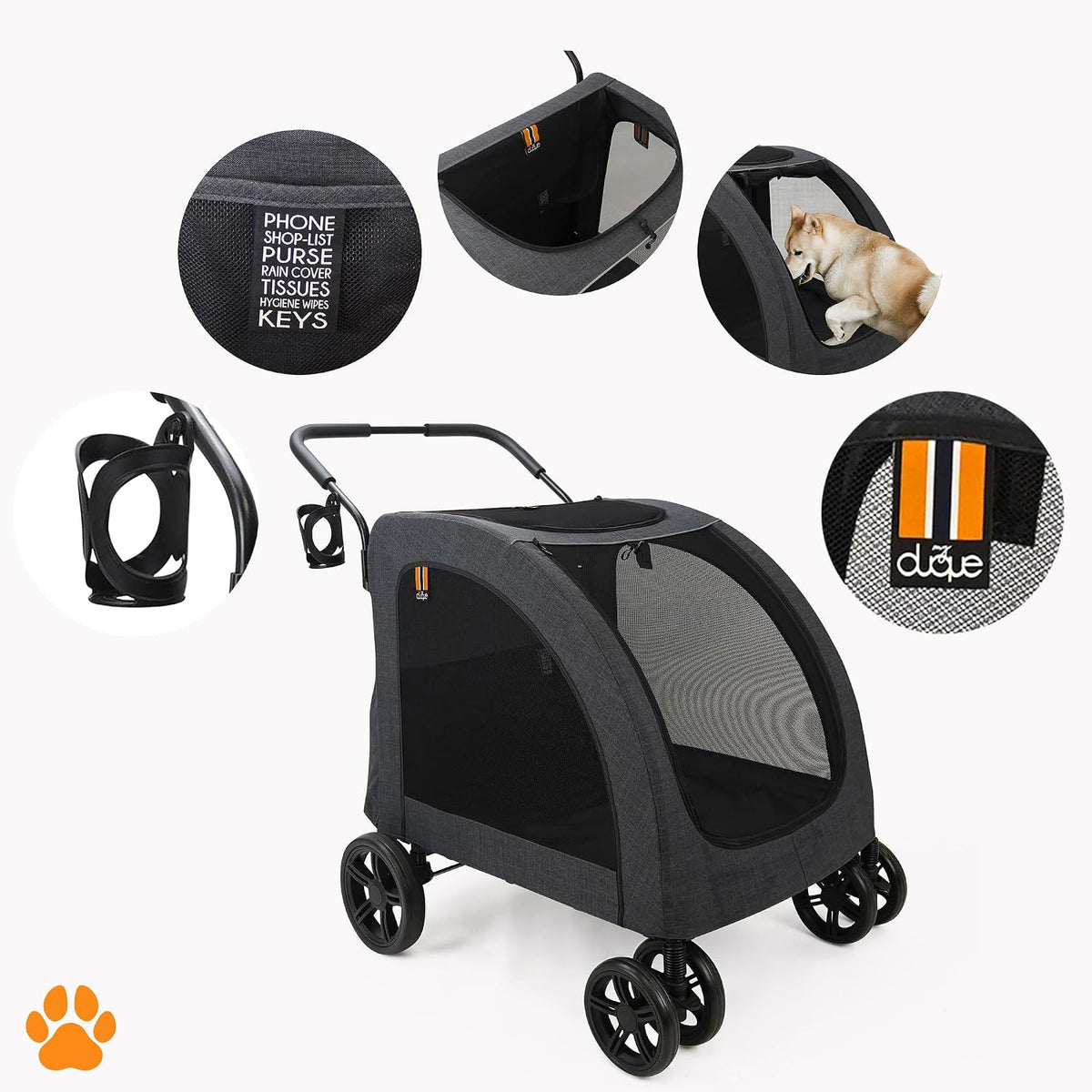 chester raincover pet stroller - melange black on a desk or shelf