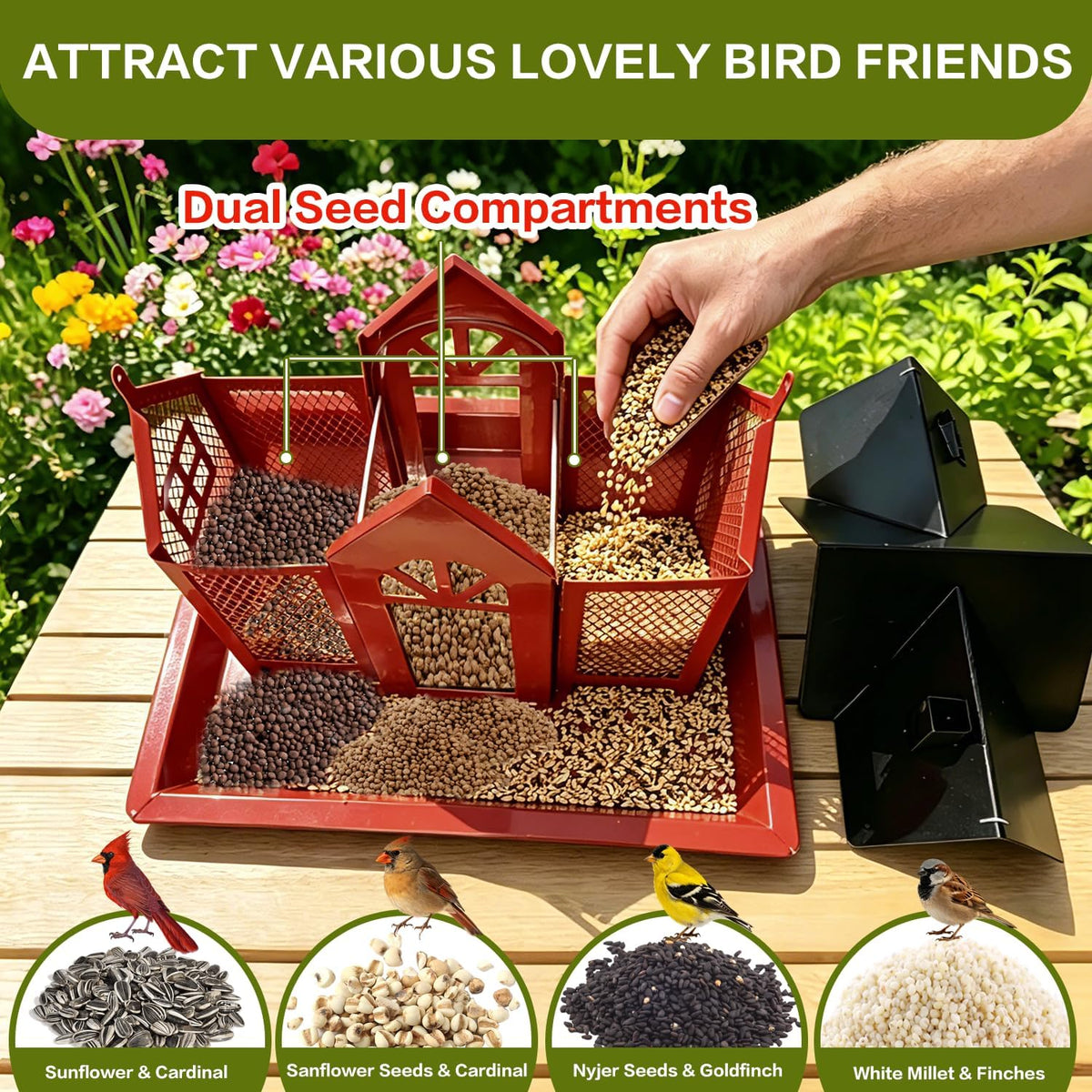large metal bird feeders for outdoors hanging with showing dimensions