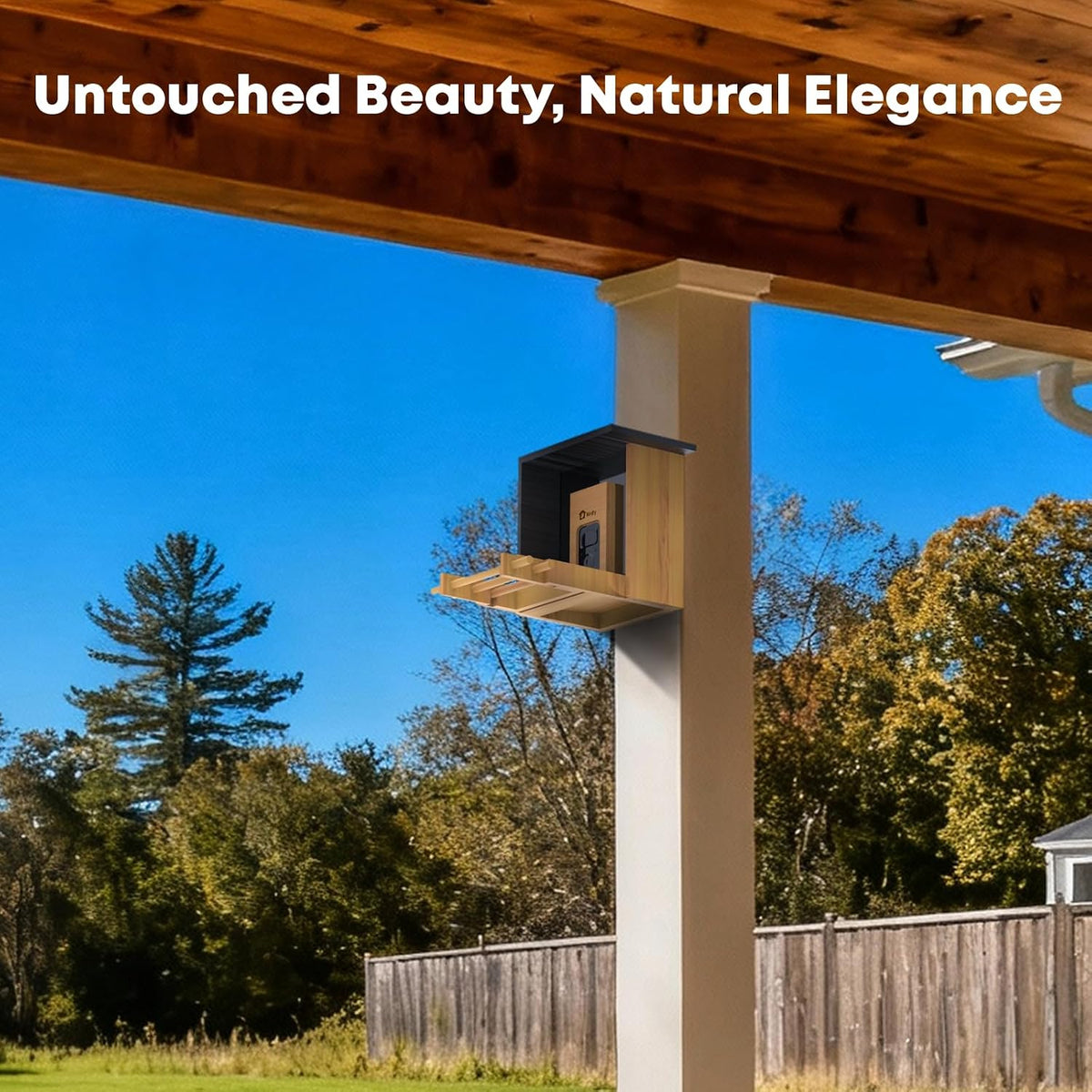 birdfy smart bird feeder with camera, high-end bamboo shown in use
