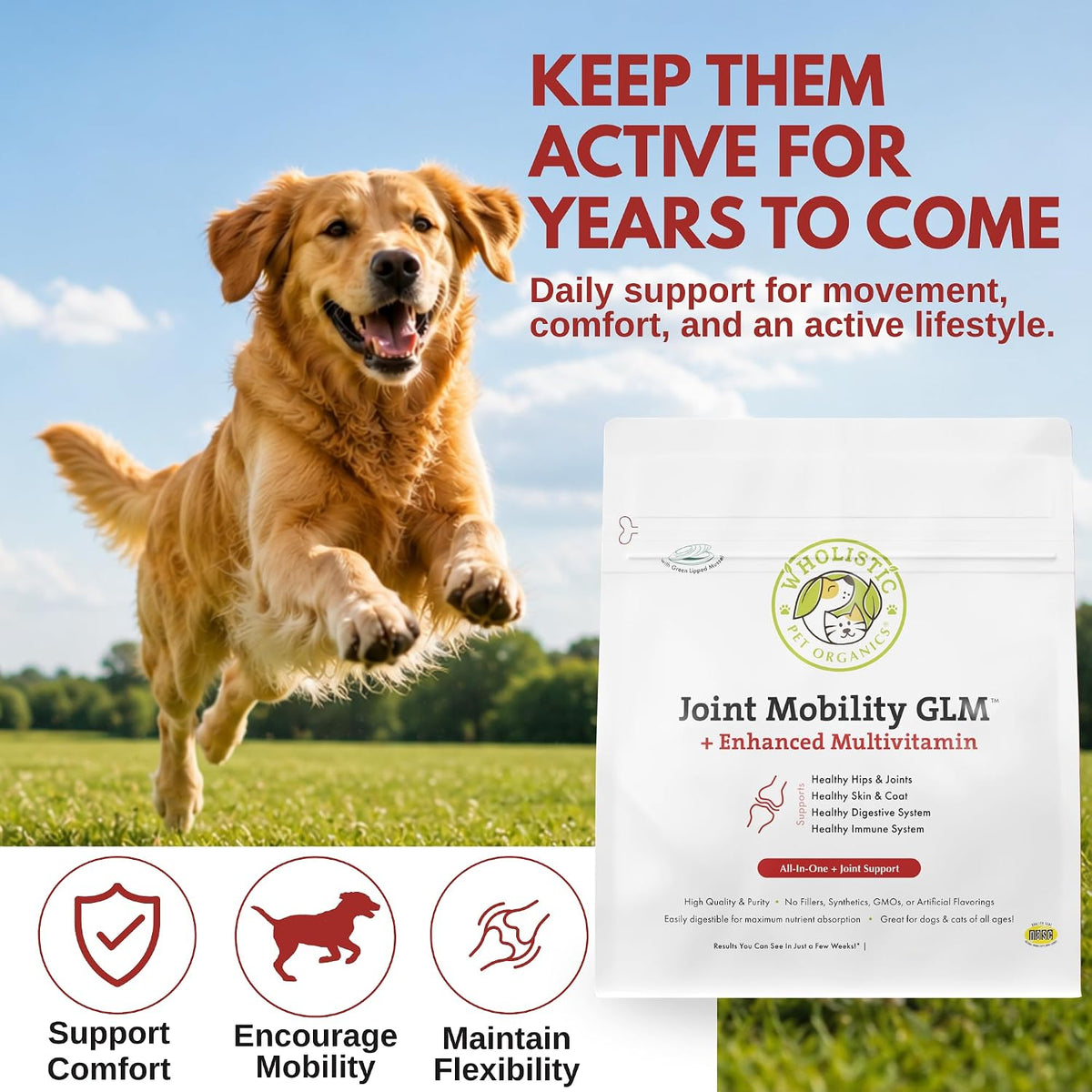hip and joint supplement for dogs and cats, side view
