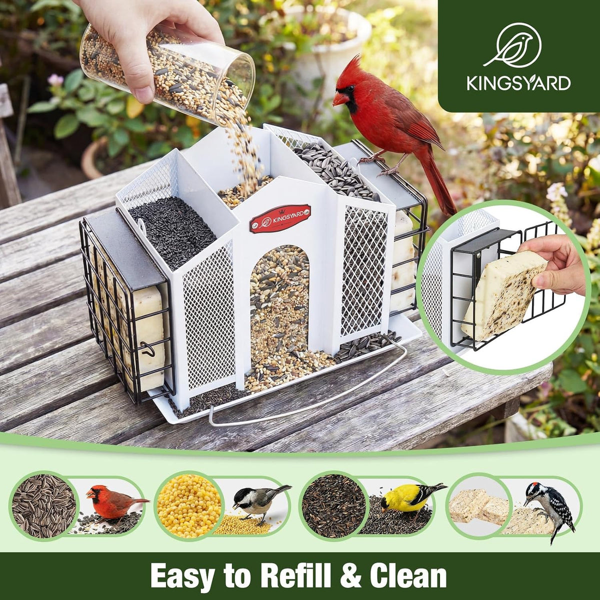 kingsyard 4-in-1 4 lbs large metal bird feeder, close-up detail