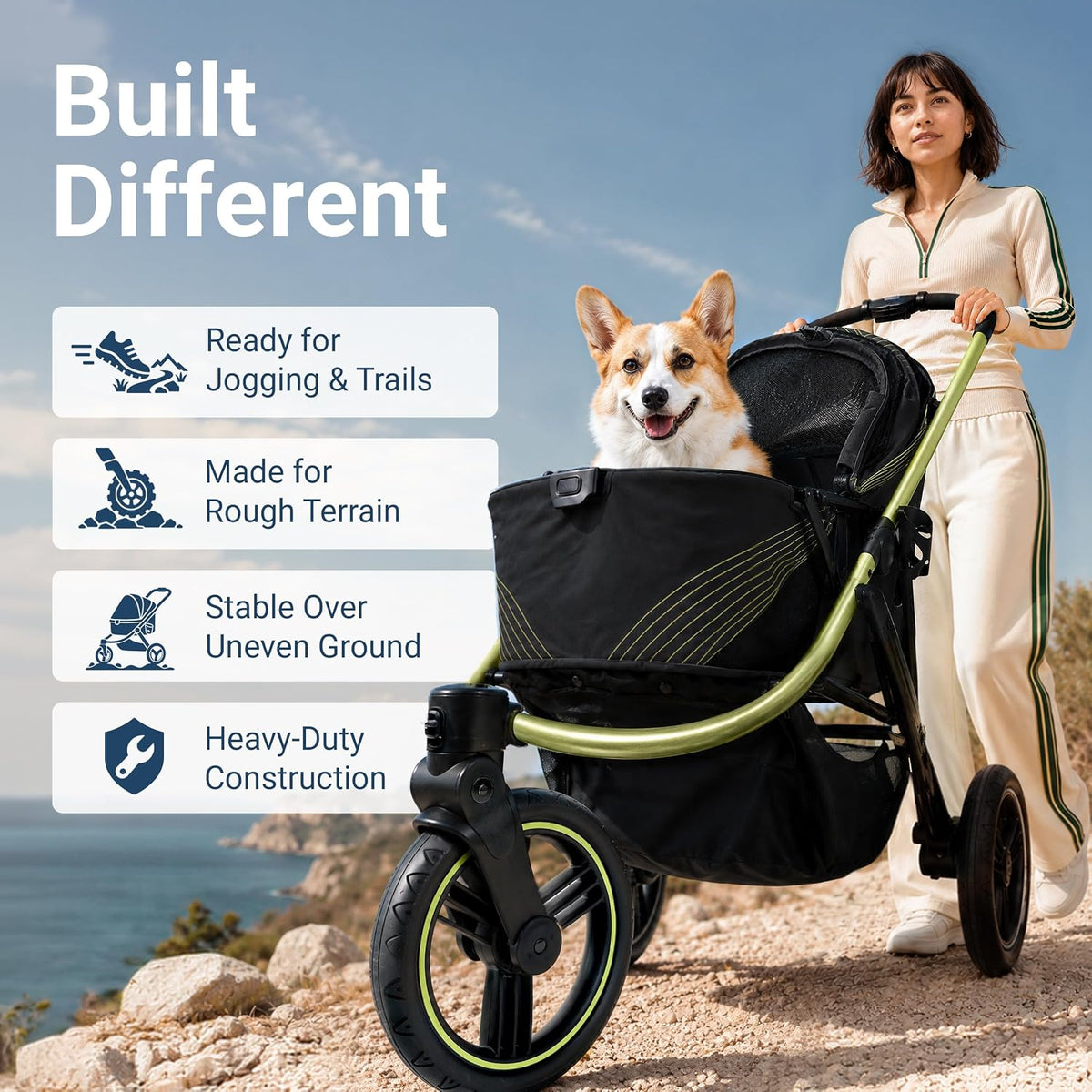 ibiyaya the beast pet jogging stroller for all shown in use