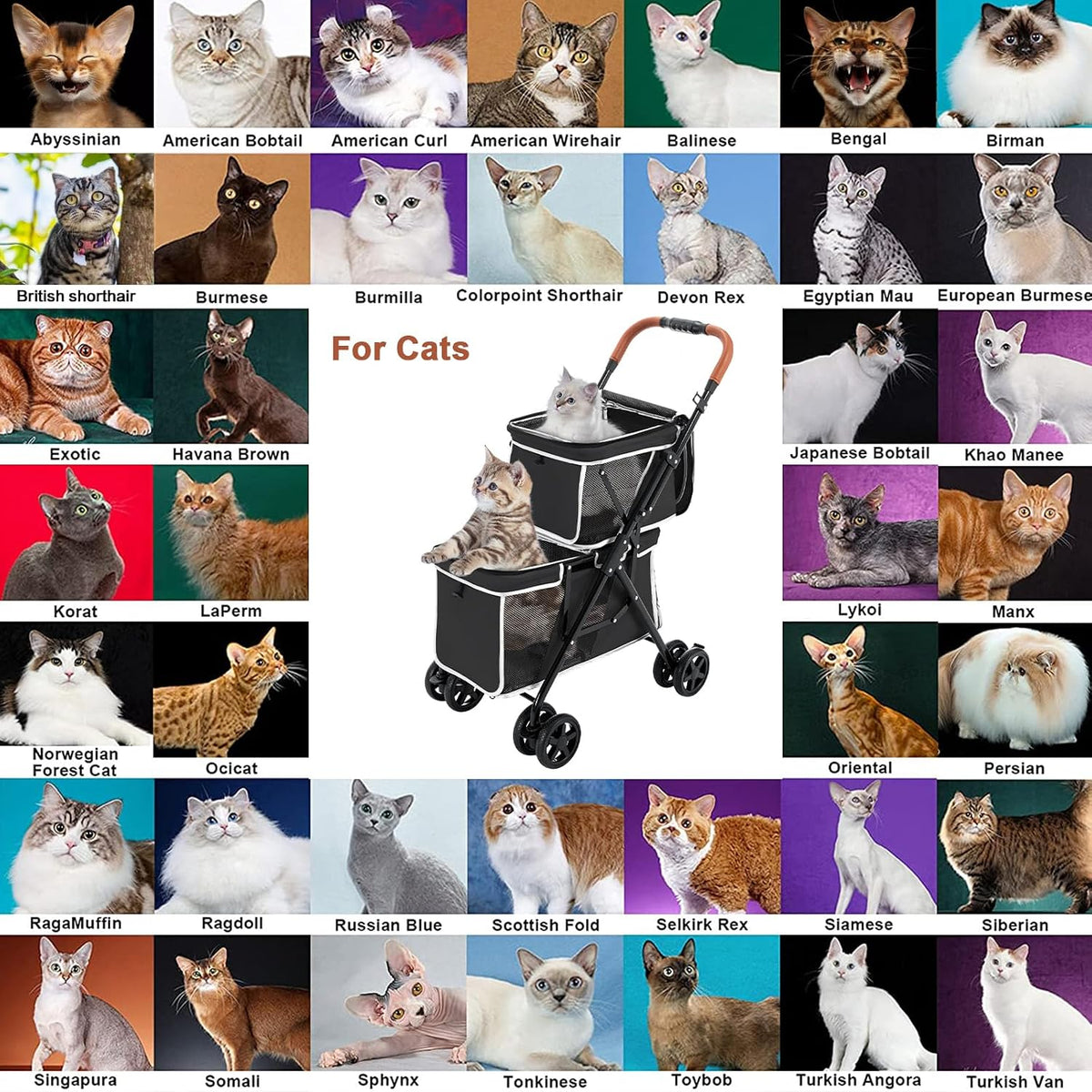 double pet stroller for 2 dogs & cats, view 9