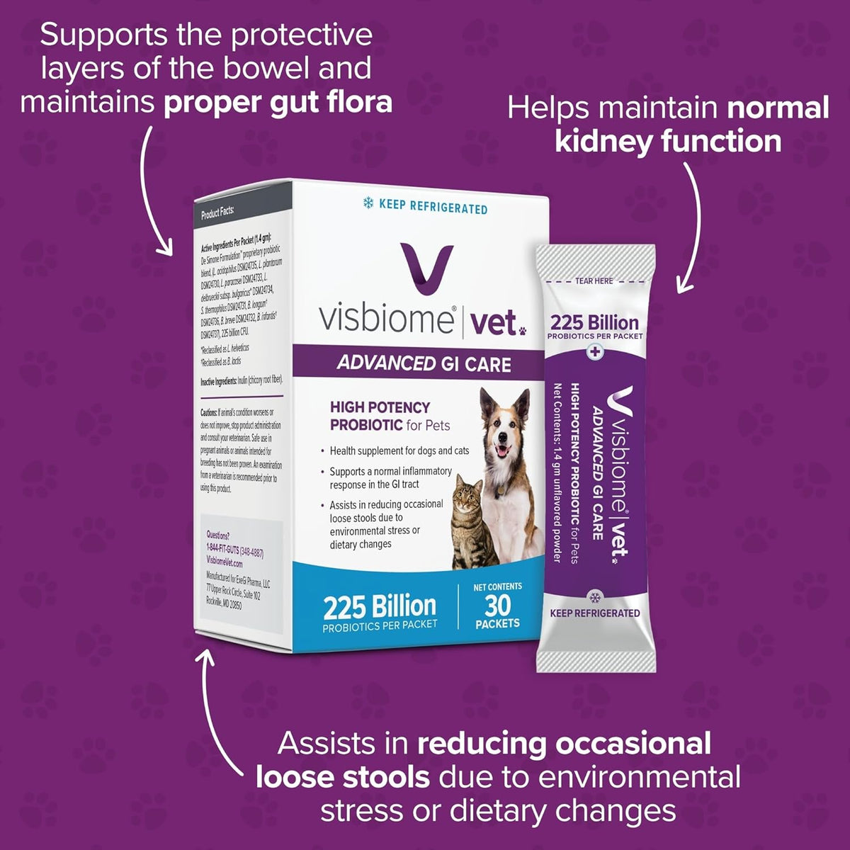 visbiome® vet advanced gi care probiotic for dogs, side view