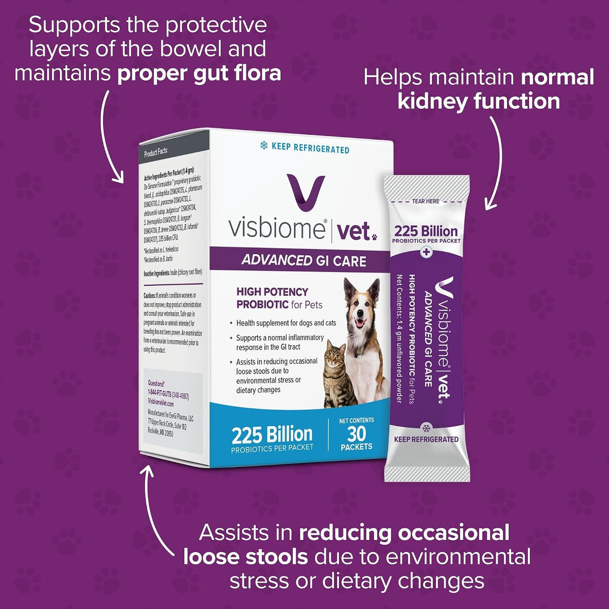 visbiome® vet advanced gi care probiotic for dogs, side view