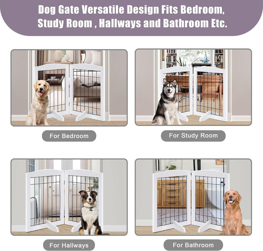 lzrs 2-panel freestanding adjustable wooden dog gate—30” tall, package contents