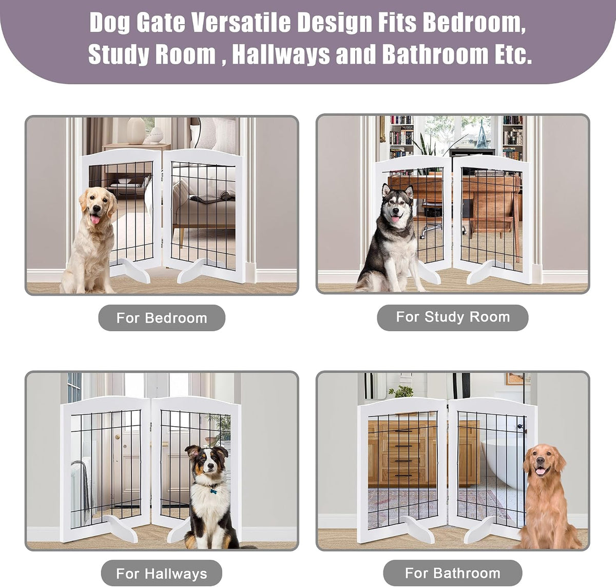 lzrs 2-panel freestanding adjustable wooden dog gate—30” tall, package contents