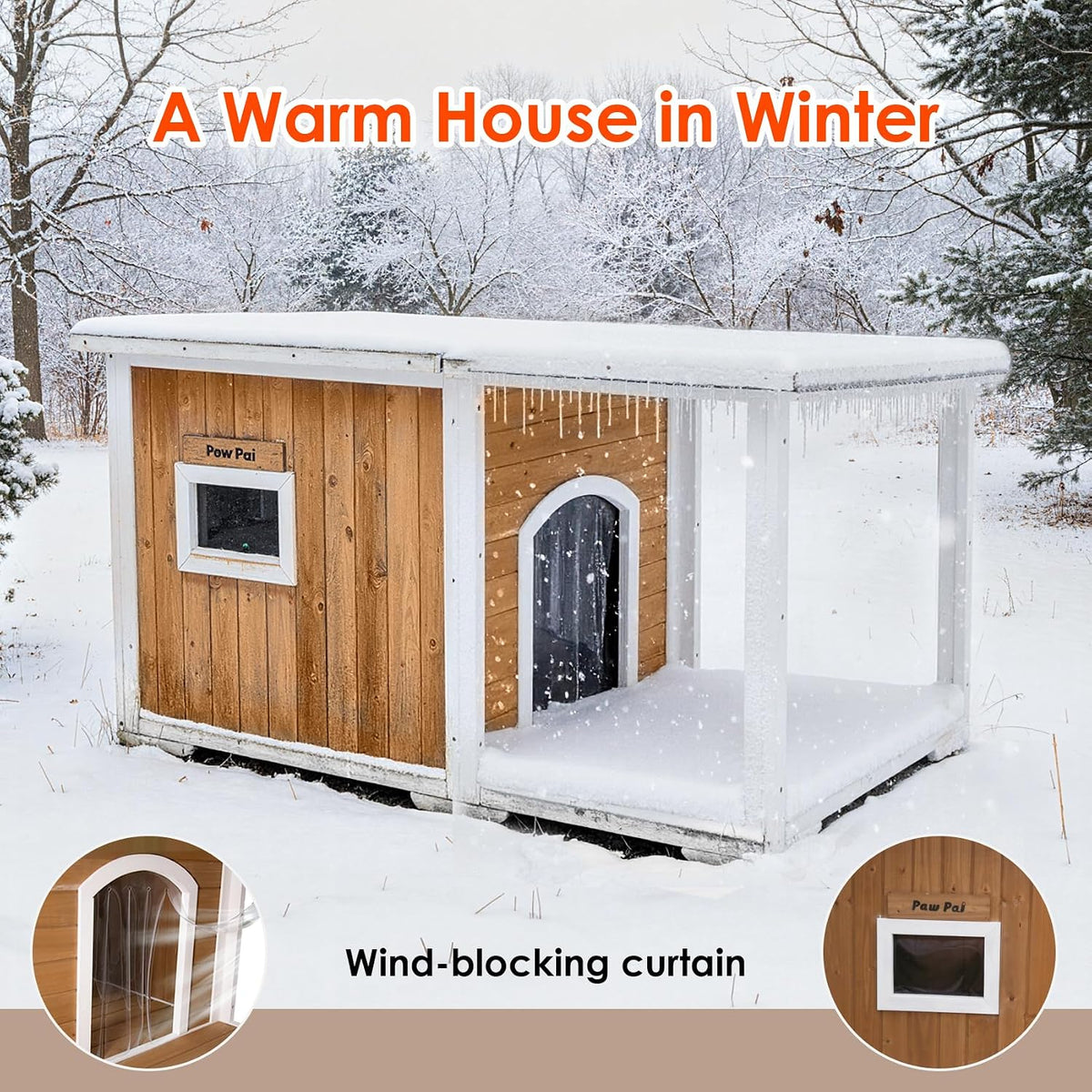 dog house outdoor large breed, 59” insulated dog, close-up detail