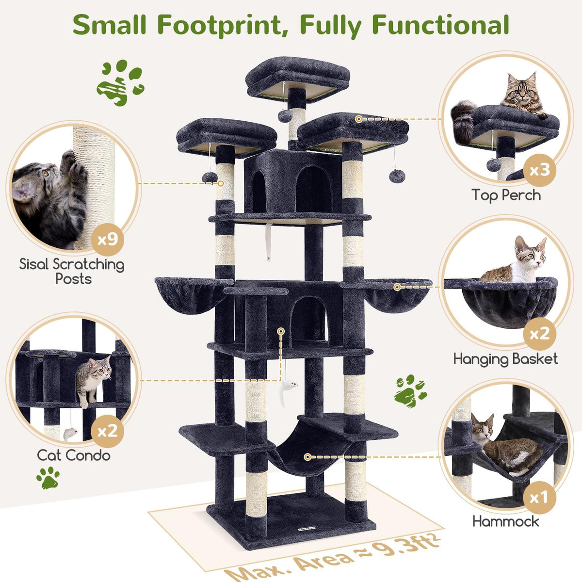 globlazer big xxl cat tower for indoor multiple, side view