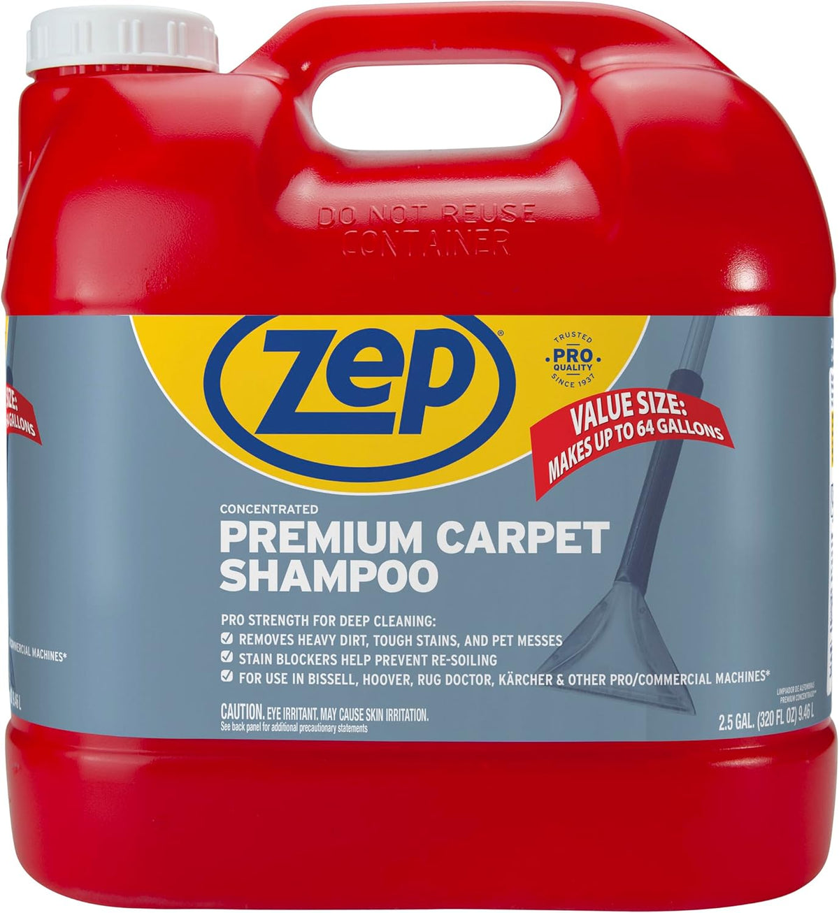 zep premium carpet shampoo - 2.5 gal (case shown in use