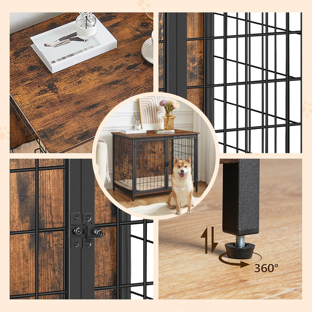 mahancris dog crate furniture with cushion, wooden dog, package contents