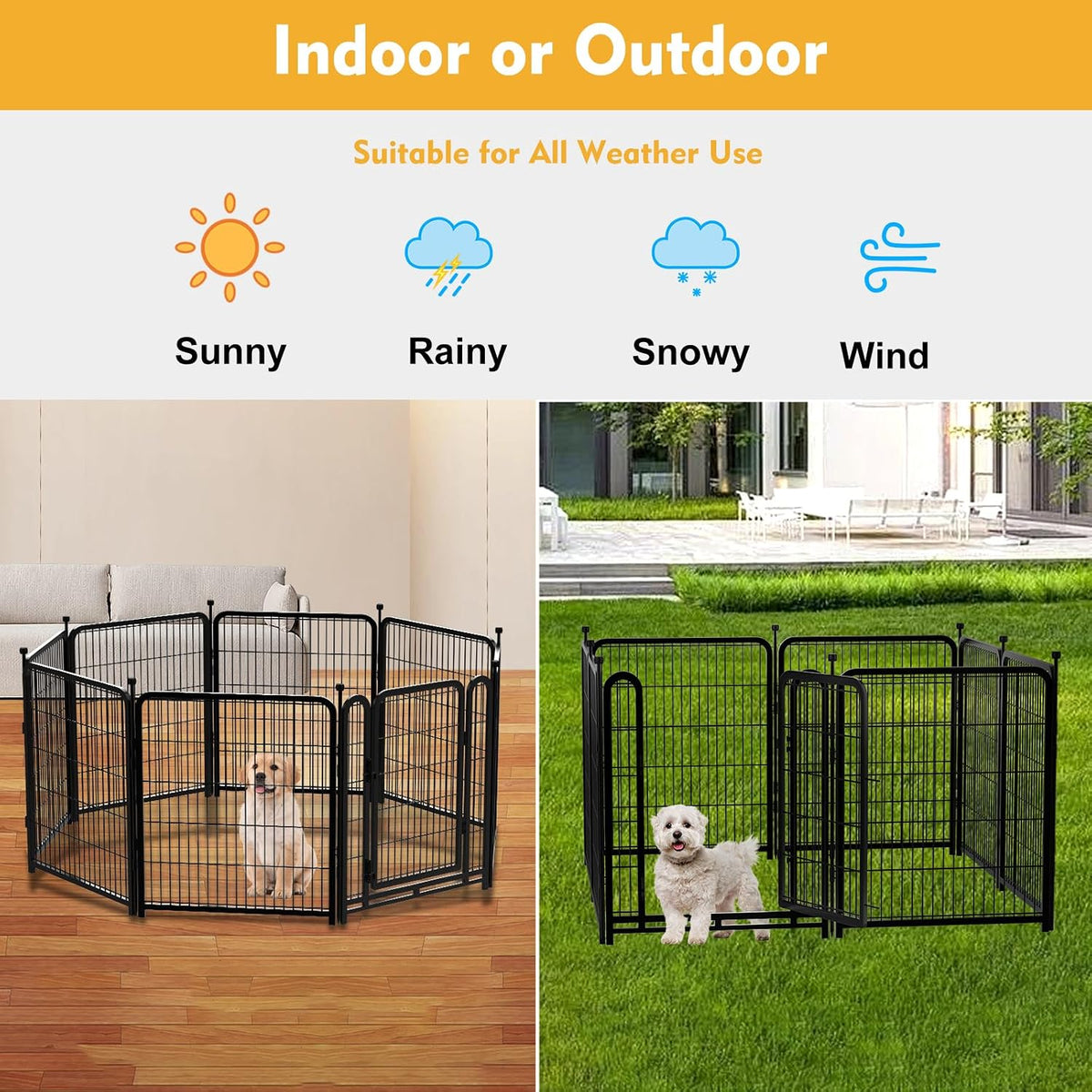 getlay dog playpen 32 inch(h) 4 panels dog, side view