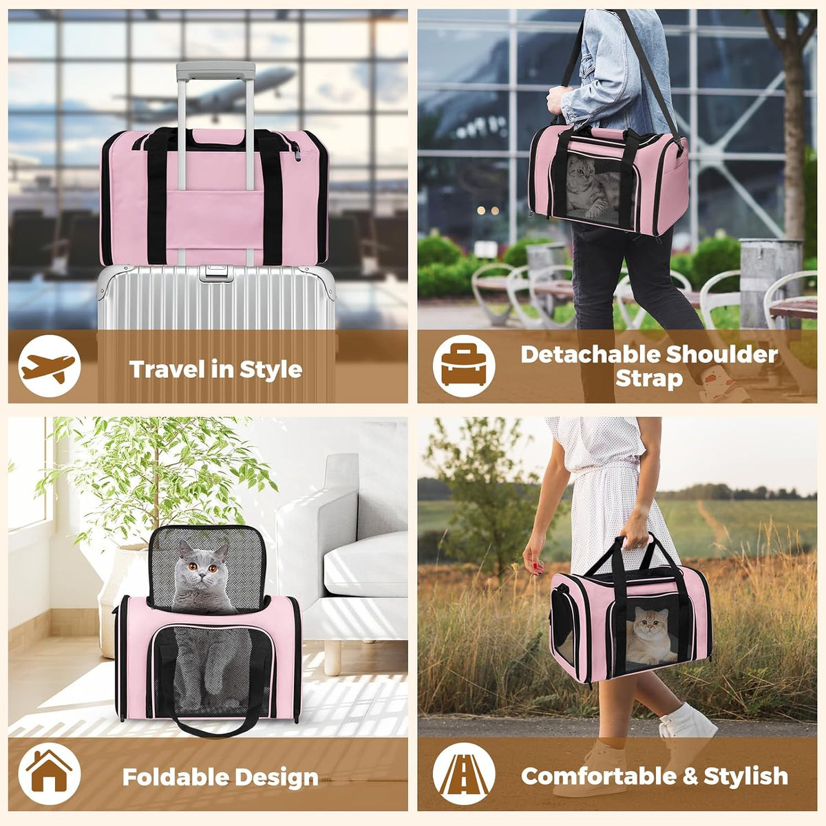 large cat carrier soft up to 28 lbs showing dimensions