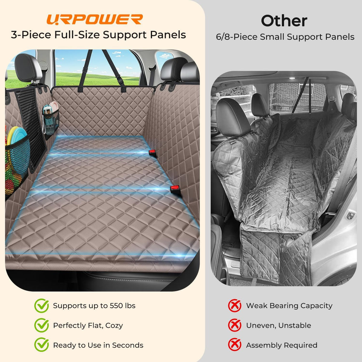 urpower back seat extender for dogs, large hard showing dimensions