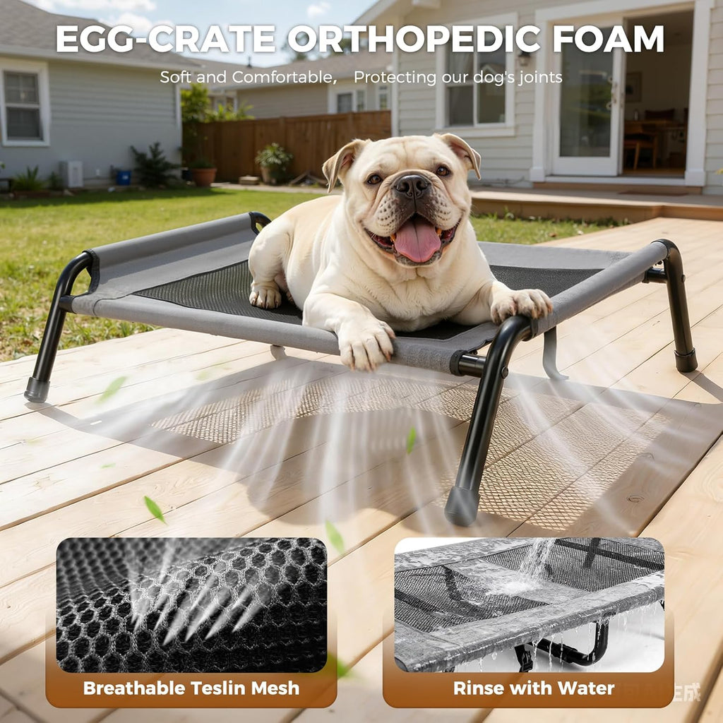 lekereise outdoor elevated dog beds for small dogs showing dimensions