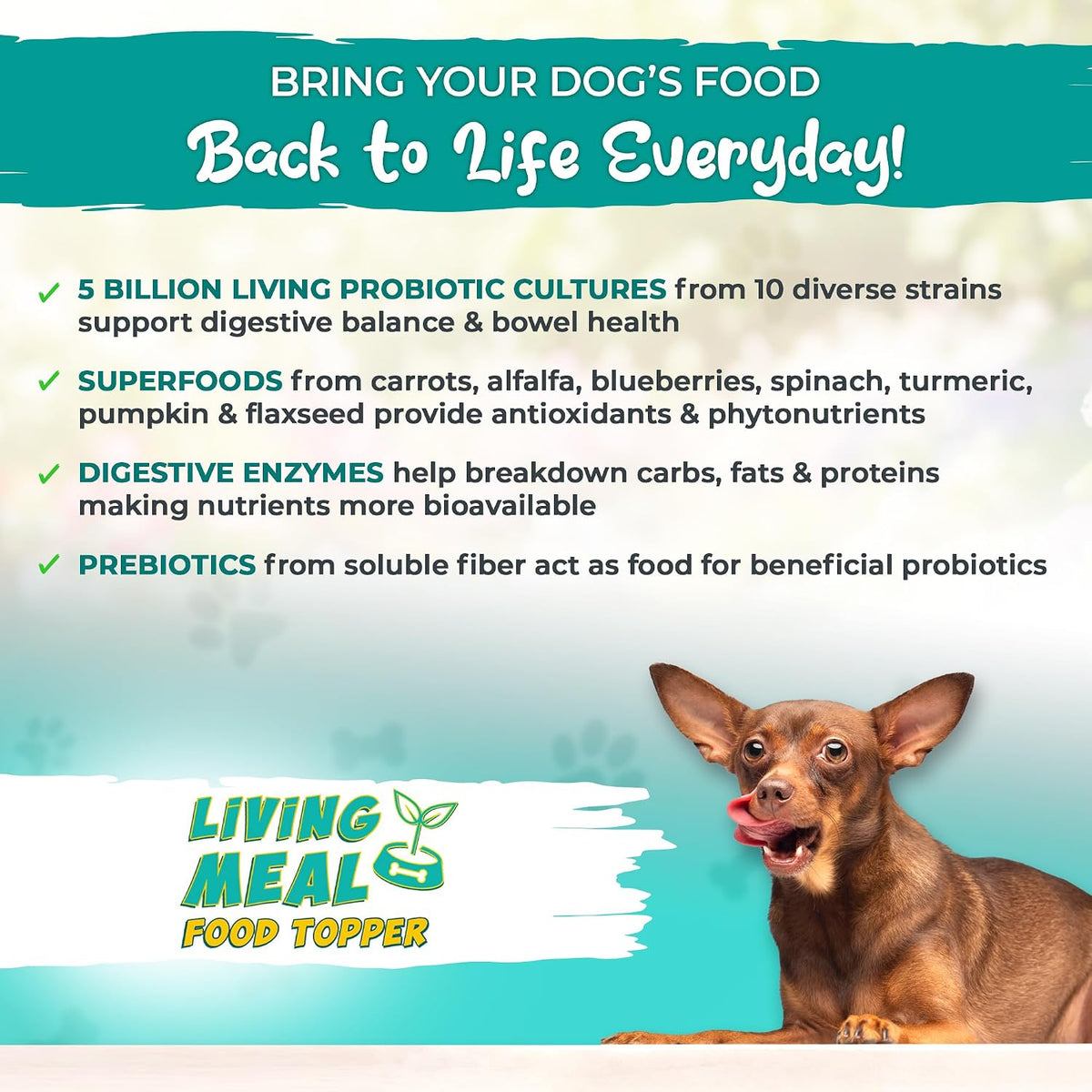 vital planet - pet living meal dog powder, side view