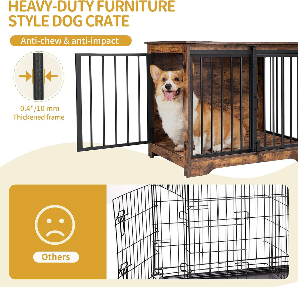 hzuaneri 31.9 in m dog crate furniture indoor, side view