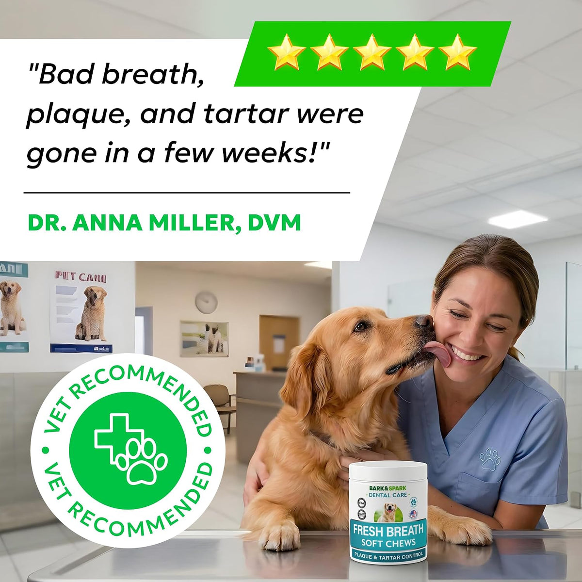bark&spark dog teeth breath freshener chews, dental cleaning showing dimensions