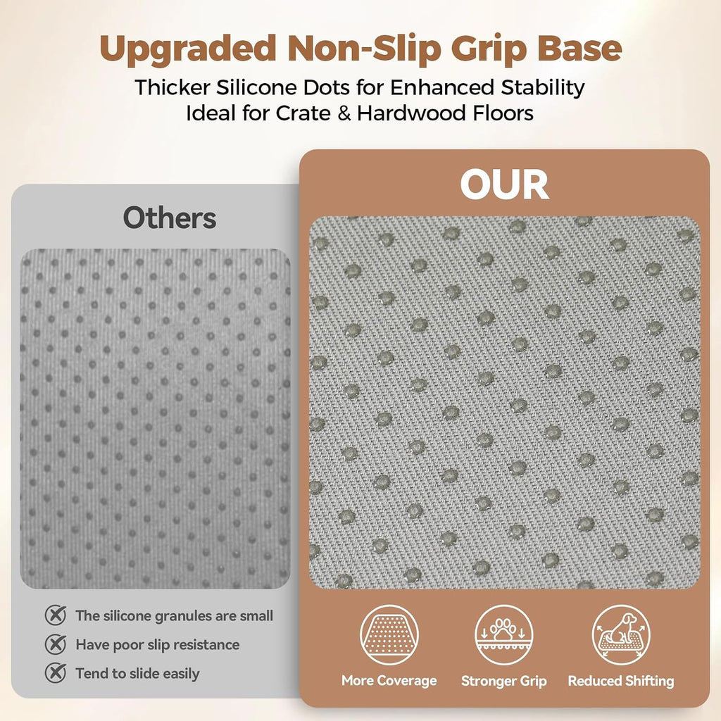 orthopedic dog bed crate pad with waterproof liner showing dimensions