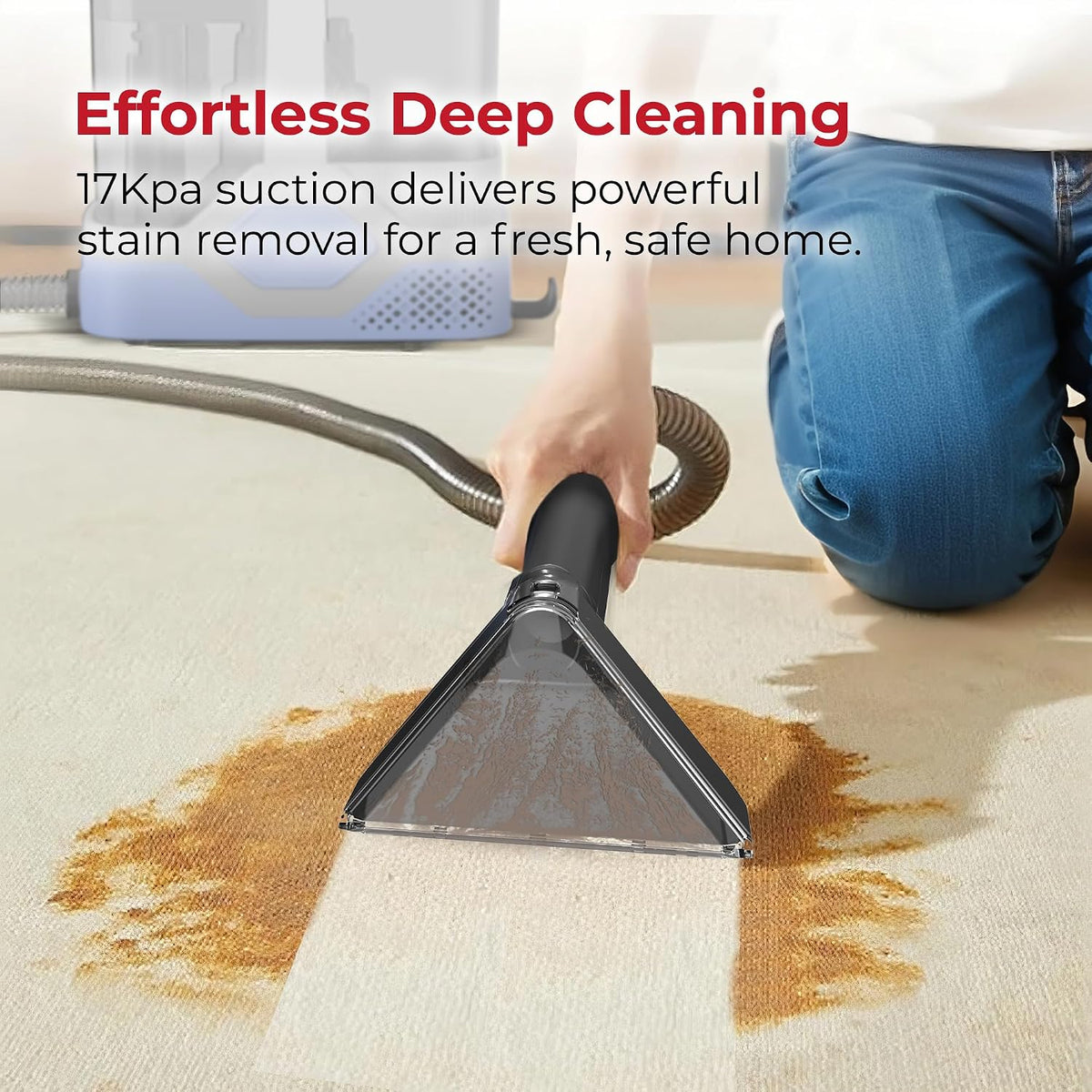 rosewill multi-purpose portable carpet and upholstery cleaner with shown in use