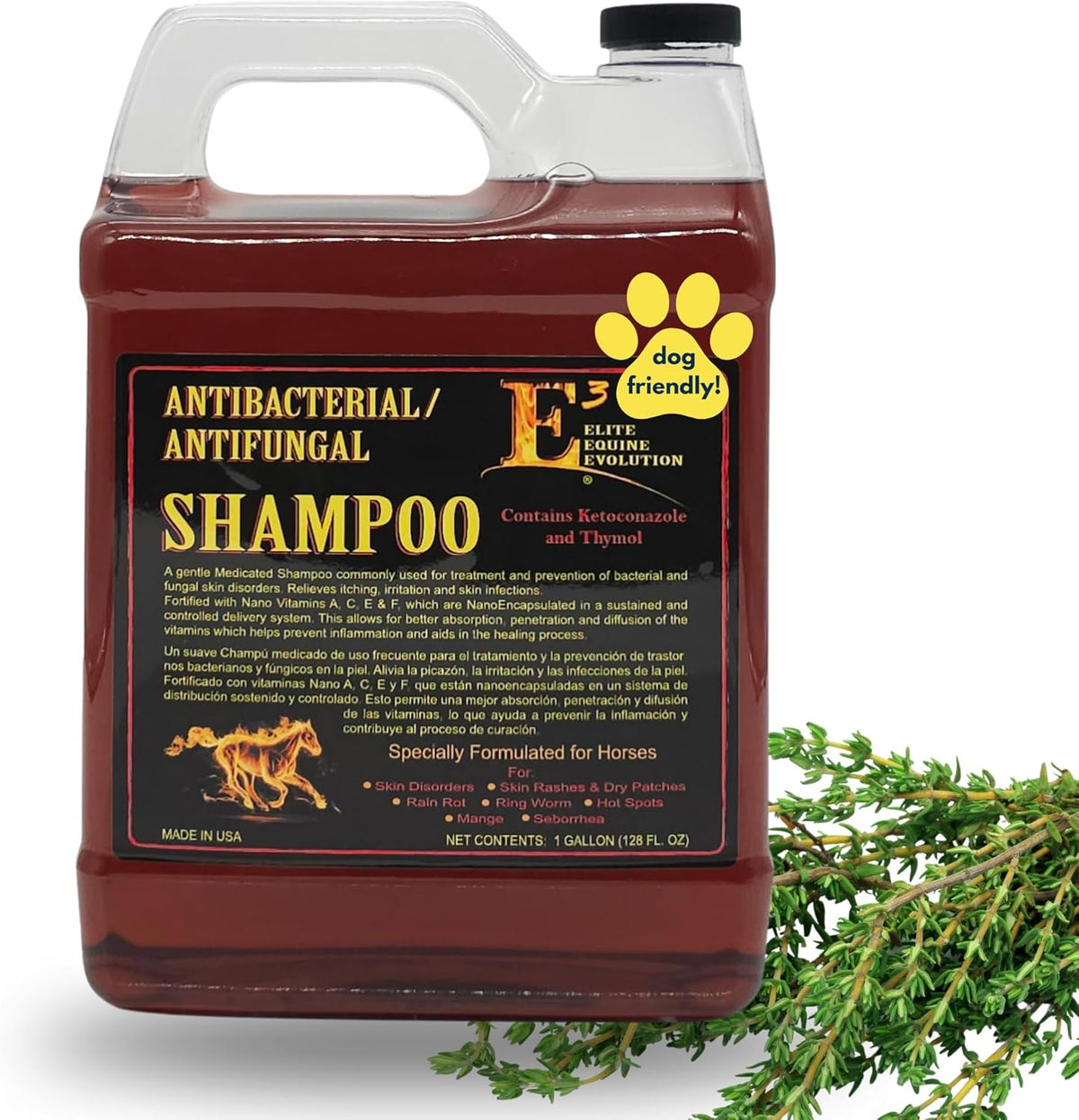 e3 antifungal ketoconazole and thymol skincare shampoo for, main product view
