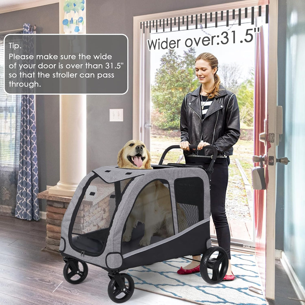 saudism dog stroller for large & medium dogs, side view