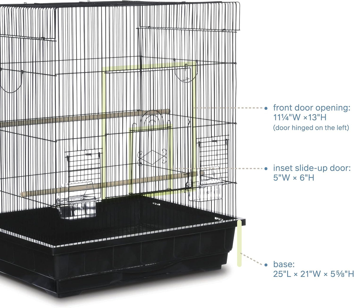 prevue pet products square top parakeet cage, black showing dimensions