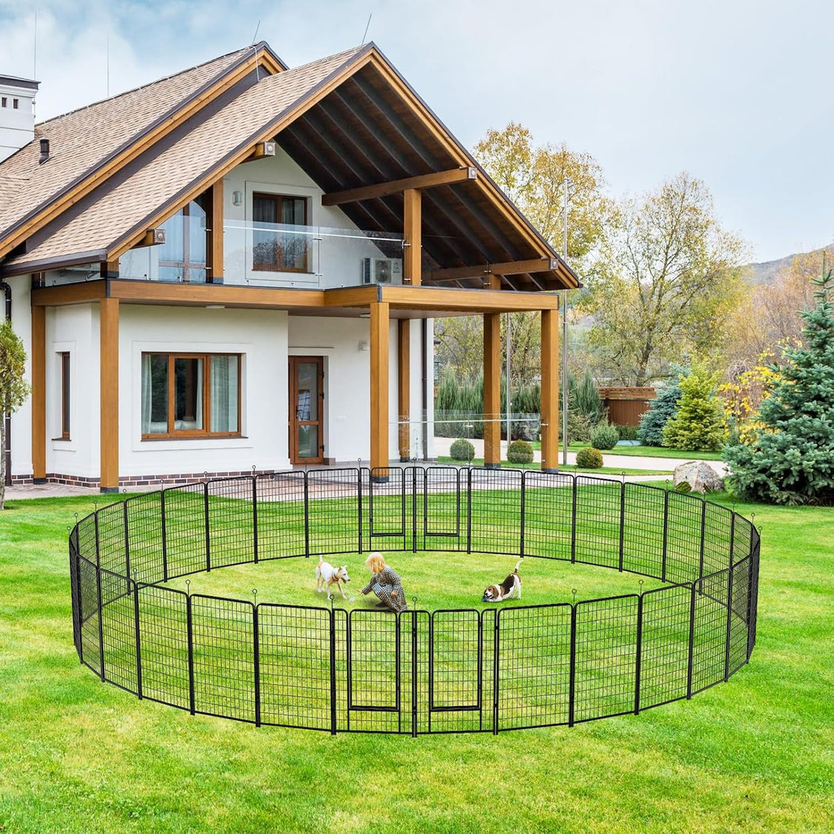 kfvigoho dog playpen outdoor extra wide 32 panels shown in use