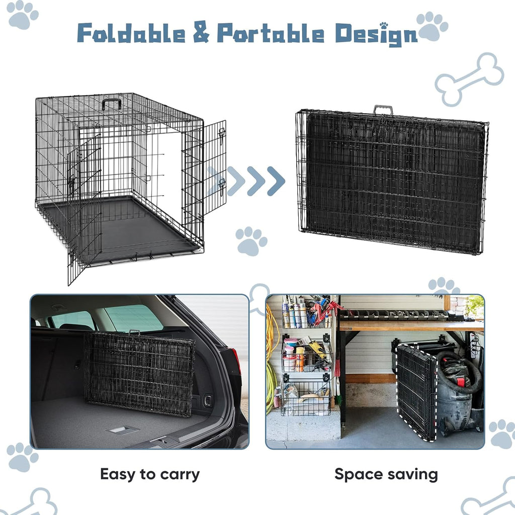 dumos 48 inch dog crate, puppy small medium on a desk or shelf