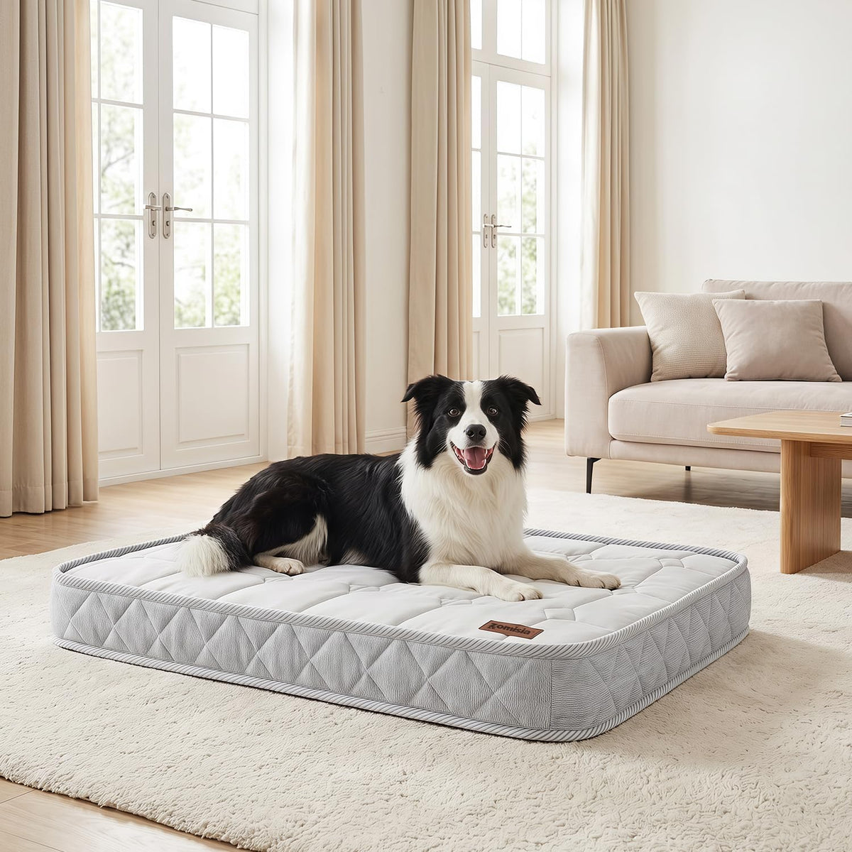 zomisia q-max 0.5 orthopedic cooling dog bed for, front angle view