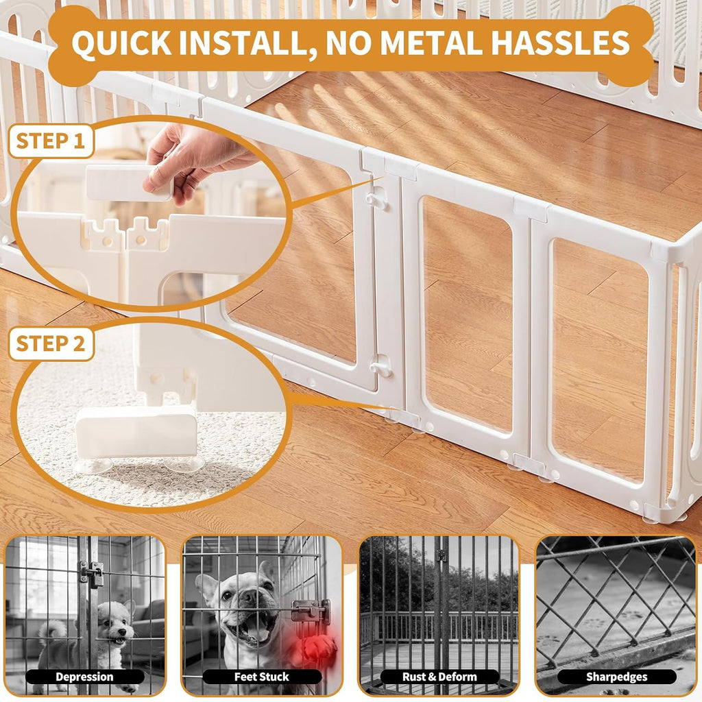 acrylic dog playpen indoor, puppy pens for small showing dimensions