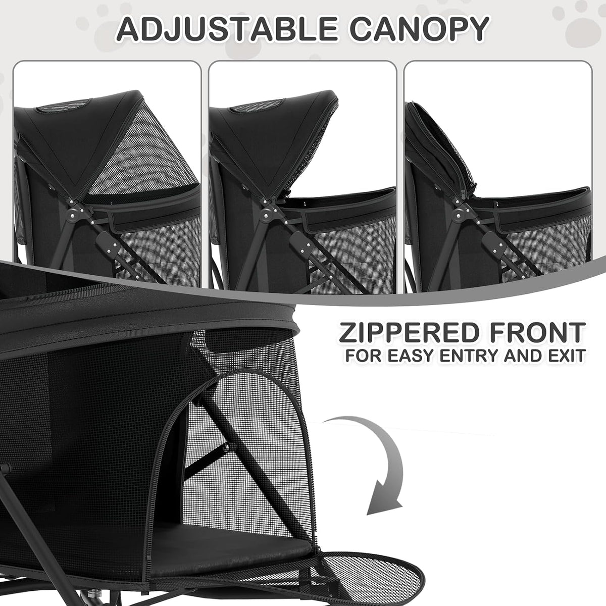 monibloom pet stroller for small/medium dogs and cats, close-up detail