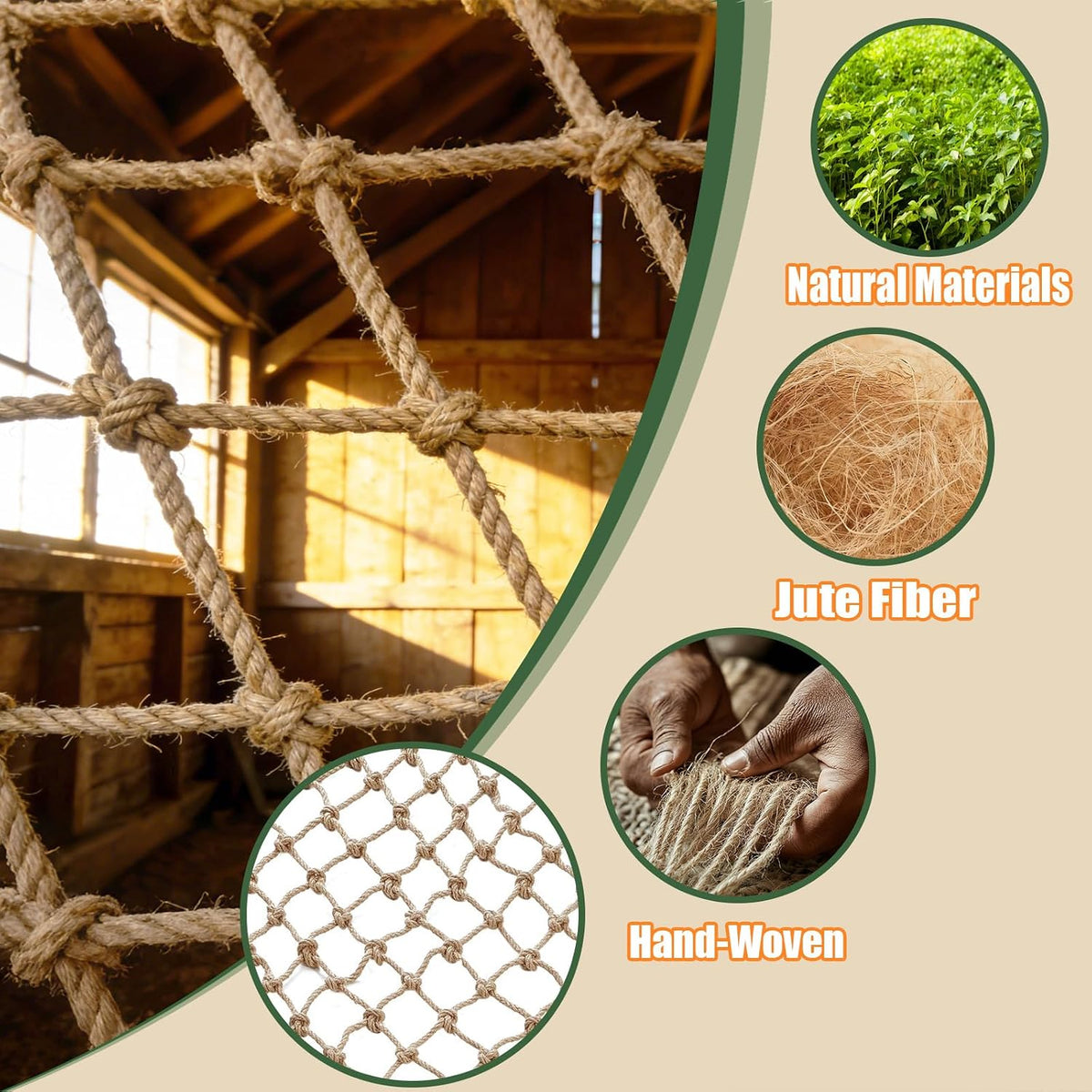 jute hemp rope net balcony safety net for shown in use